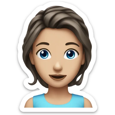 Brunette girl blue eyes fancy sticker