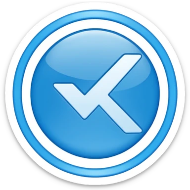 A check mark in a completely blue circle like a max sticker