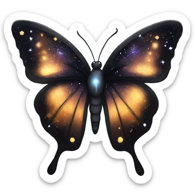 sparkly starry black galaxy butterfly sticker