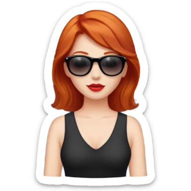red headed woman with a cruise ship in the background sticker