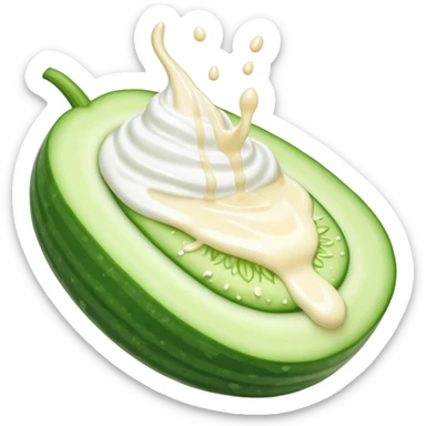 Cucumber covered in vanilla yogurt sticker