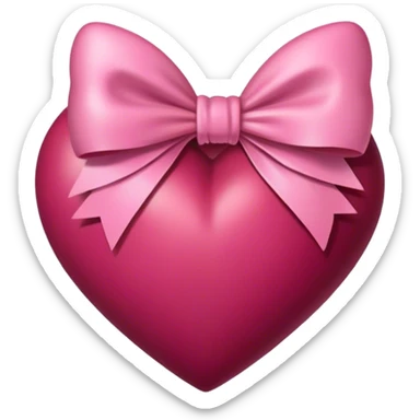Burgundy heart with a pink bow in the middle sticker