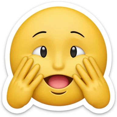 Yellow Standard smiley emoji blushing and hiding face with hands because they are flustered and embarrassed  sticker