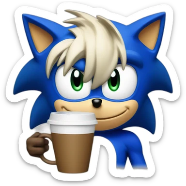 Sonic with coffee sticker