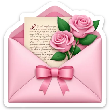 pink Love letter with flowers  sticker