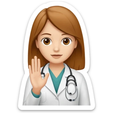 Radiografía de mano sostenida por un médico sin estetoscopio bata blanca  piel clara cabello café obscuro sticker