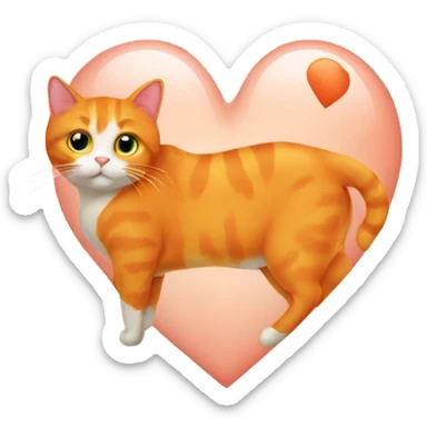 orange cat heart sticker