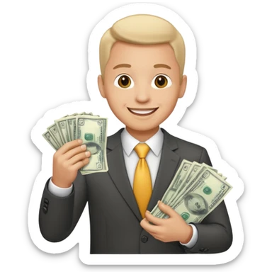 happy businessman with money sticker
