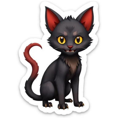 Dark Vampiric Black Lykoi-Caracal-Bat-Litten-Torracat-Noibat-Hybrid (Full body) sticker