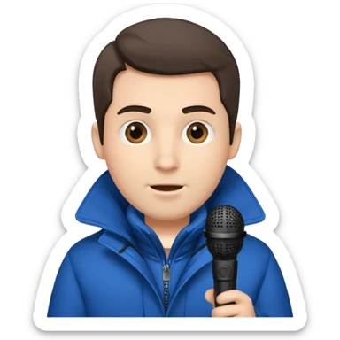 man with winter clothes holding microphone sticker