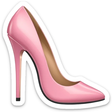 A 3D cartoon rose-pink high heel shoe with glossy finish and slim heel, elegant and feminine, isolated on plain background, Memoji-style. sticker