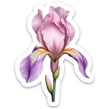 single Soft Pink Iris, straight stem sticker