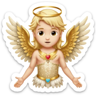 Cupid, God of Love from Gods and Goddesses with long golden blonde hair, cream sequin outfit sticker