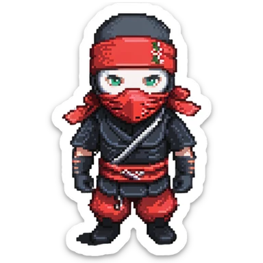 Masked ninja, red headband sticker