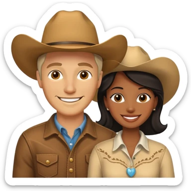 White cow boy and black lady sticker