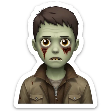 zombie white boy with dark brown edgar haircut and brown eyes sticker