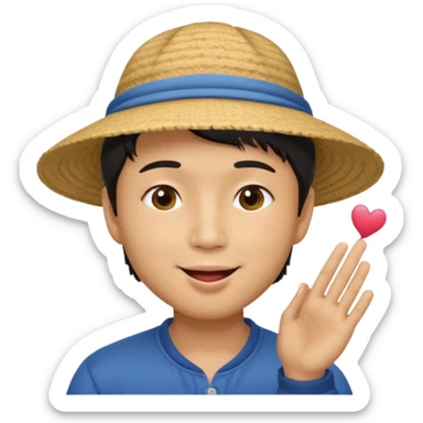 asian man in asian hat blowing a kiss sticker