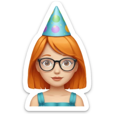 party hatted orange haired girl glasses wearing dress sticker