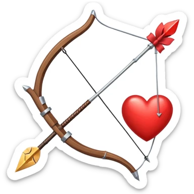 bow and arrow with red heart in the middle sticker