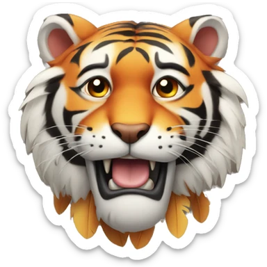 A tiger with turkey feathers  sticker