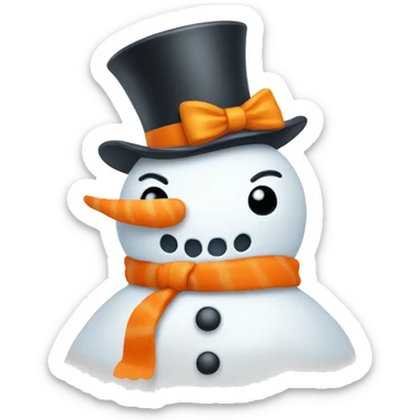 Snowman with a orange bow sticker