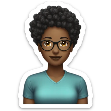 Curly top fade black girl with glasses sticker