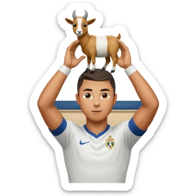 I want Ronaldo in Madrid and something over his head saying GOAT sticker