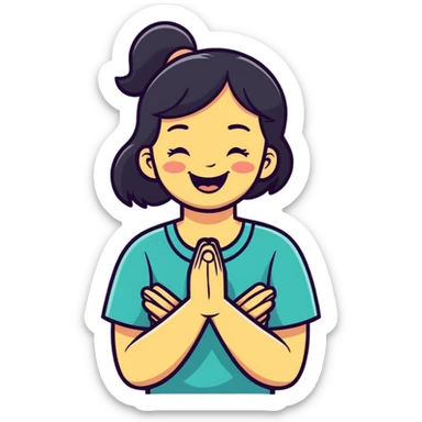 a girl, hands crossed, laughed  sticker