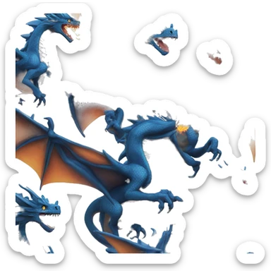 Dragón azul sacando fuego por boca sticker