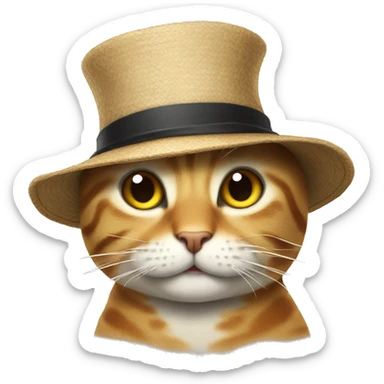 cat ith one piece hat sticker