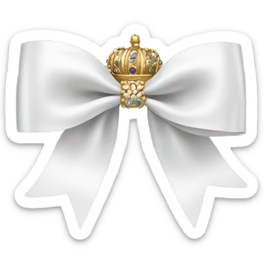 White bow wearing a crown sticker