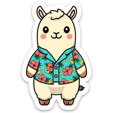 Alpaca with hawaiian shirt  sticker