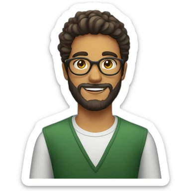 young brazilian man with beard and glasses sticker