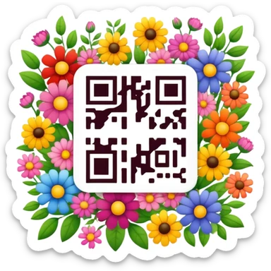 QR Code Flower sticker