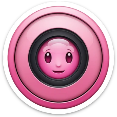A round camera lens, apple emoji style, minimalist, with highlights, pink, no faces, no smileys, only lens, variant 2 sticker