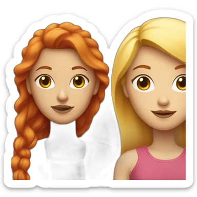 red-haired woman next to a blonde girl sticker