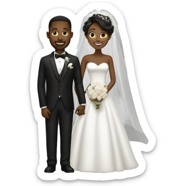 Black bride white groom sticker