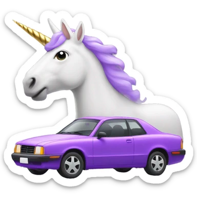 Purple car with unicorn horn sticker