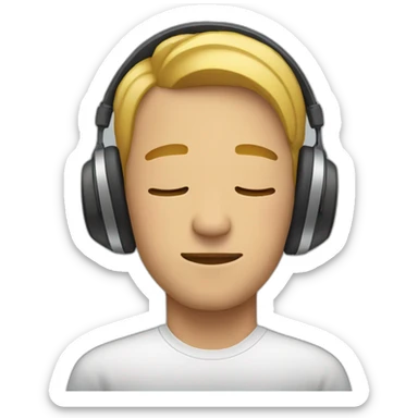 Man wearing headphones with his eyes closed sticker