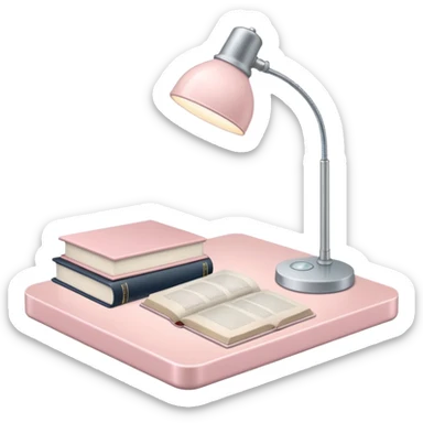 Light Pale Pink Desk with book and Desk lamp sticker