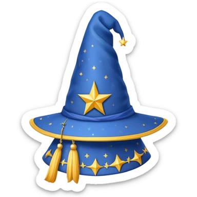 blue wizard hat with star yellow pattern sticker