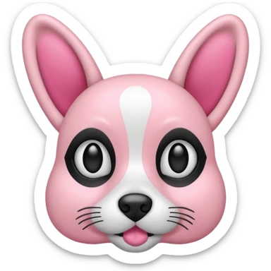 genera un aereo rosa e nero con le orecchie in rilievo da cane nere e con l'interno delle orecchie rosa chiaro sticker