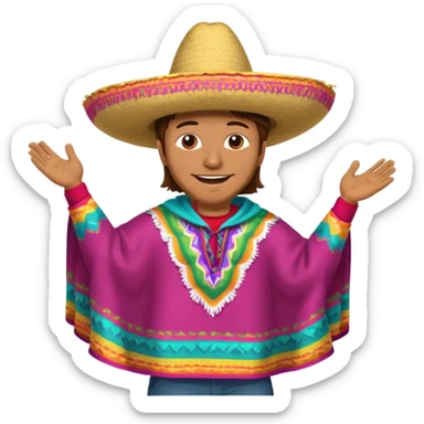 A man with brown hair and a Mexican hat  dancing sticker
