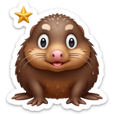 a sideways standing star nosed mole sticker