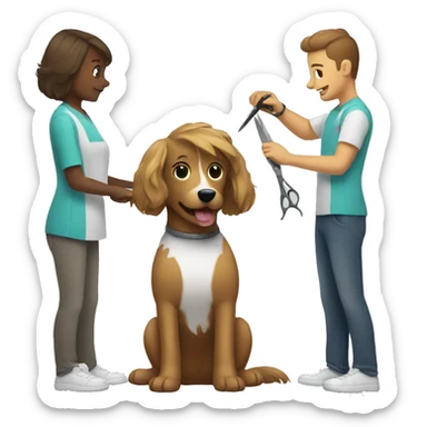 Dog getting a haircut sticker