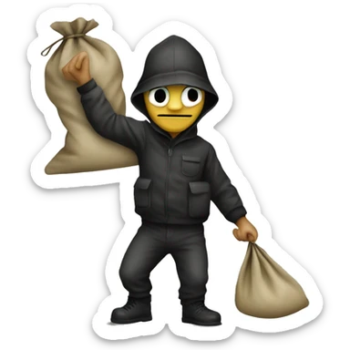 robber with sack of money sticker