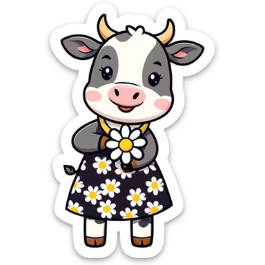 Vaca y chica  sticker