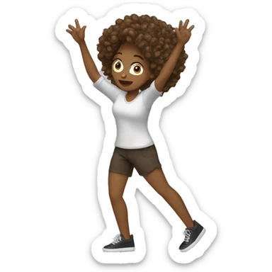 women dab with brown hair curly sticker