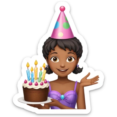 Black fairy with cake sticker