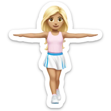 angelic blonde girl blue eyes stretching in light pink gym  sticker